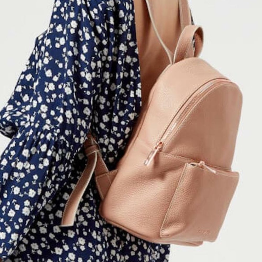 TED BAKER Soft Grain Leather Backpack Mink/Rose Gold